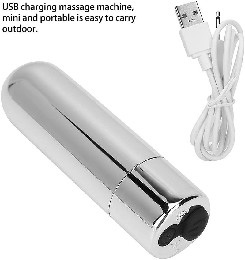 woobles Portable USB Massager Body Vibration Body Massage Vibrator for Arms, Legs, Shoulders - 10 Vibration Modes, Waterproof, 6.5x1.3cm(Silver Black Button) - Image 5